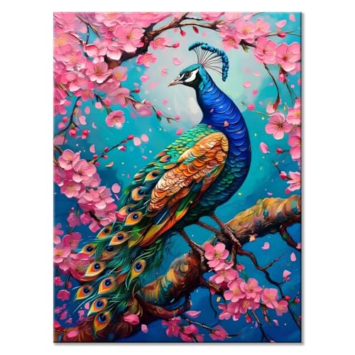 Malen Nach Zahlen Erwachsene Pfau Malen Nach Zahlen Tier Malen-Nach-Zahlen ab 7 8 9 10 Jahre Mädchen Jungen Geschenke, Paint by Numbers Kinder Anfänger Leinwand Malen Wall Decoration 30 x 40 cm G-1 von JIANFREY