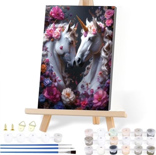 Malen Nach Zahlen Erwachsene Pferd Malen Nach Zahlen Einhorn Malen-Nach-Zahlen ab 7 8 9 10 Jahre Mädchen Jungen Geschenke, Paint by Numbers Kinder DIY Leinwand Malen Wall Decoration 30 x 40 cm Q-5 von JIANFREY