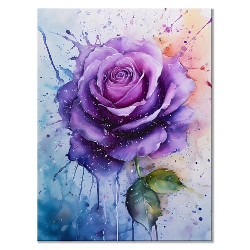 Malen Nach Zahlen Erwachsene Rose Malen Nach Zahlen Blume Malen-Nach-Zahlen ab 7 8 9 10 Jahre Mädchen Jungen Geschenke, Paint by Numbers Kinder Anfänger Leinwand Malen Wall Decoration 50 x 70 cm B-3 von JIANFREY