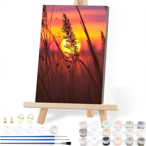 Malen Nach Zahlen Erwachsene Sonnenuntergang Malen Nach Zahlen Anlage Malen-Nach-Zahlen ab 7 8 9 10 Jahre Mädchen Jungen Geschenke, Paint by Numbers Kinder DIY Leinwand Wall Decoration 50 x 70 cm X-9 von JIANFREY