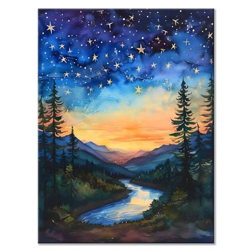 Malen Nach Zahlen Erwachsene Sternenhimmel Malen Nach Zahlen Landschaft Malen-Nach-Zahlen ab 7 8 9 10 Jahre Mädchen Geschenke, Paint by Numbers Kinder DIY Leinwand Wall Decoration 40 x 50 cm H-1 von JIANFREY