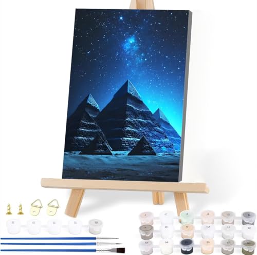 Malen Nach Zahlen Erwachsene Sternenhimmel Malen Nach Zahlen Pyramide Malen-Nach-Zahlen ab 7 8 9 10 Jahre Mädchen Jungen Geschenke, Paint by Numbers Kinder DIY Leinwand Wall Decoration 70 x 90 cm C-8 von JIANFREY