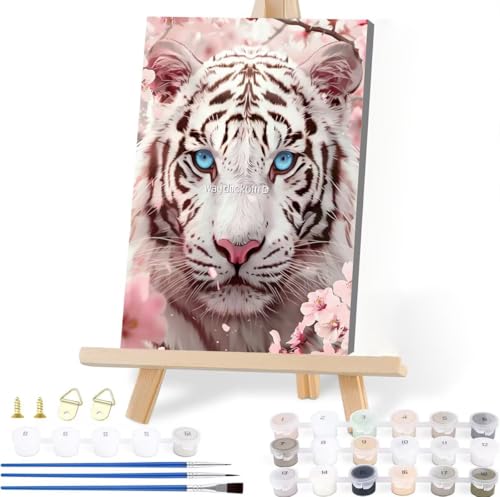 Malen Nach Zahlen Erwachsene Tiger Malen Nach Zahlen Tier Malen-Nach-Zahlen ab 7 8 9 10 Jahre Mädchen Jungen Geschenke, Paint by Numbers Kinder Anfänger Leinwand Malen Wall Decoration 20 x 25 cm X-4 von JIANFREY