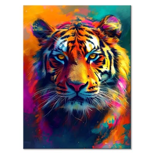 Malen Nach Zahlen Erwachsene Tiger Malen Nach Zahlen Tier Malen-Nach-Zahlen ab 7 8 9 10 Jahre Mädchen Jungen Geschenke, Paint by Numbers Kinder Anfänger Leinwand Malen Wall Decoration 40 x 50 cm P-3 von JIANFREY