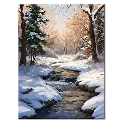 Malen Nach Zahlen Erwachsene Winter Malen Nach Zahlen Landschaft Malen-Nach-Zahlen ab 7 8 9 10 Jahre Mädchen Jungen Geschenke, Paint by Numbers Kinder DIY Leinwand Malen Wall Decoration 50 x 70 cm F-1 von JIANFREY