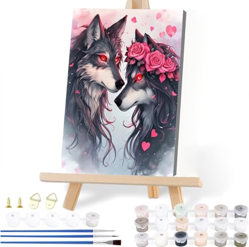 Malen Nach Zahlen Erwachsene Wolf Malen Nach Zahlen Rose Malen-Nach-Zahlen ab 7 8 9 10 Jahre Mädchen Jungen Geschenke, Paint by Numbers Kinder Anfänger Leinwand Malen Wall Decoration 40 x 50 cm S-9 von JIANFREY