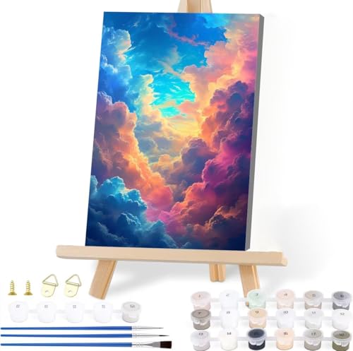 Malen Nach Zahlen Erwachsene Wolke Malen Nach Zahlen Landschaft Malen-Nach-Zahlen ab 7 8 9 10 Jahre Mädchen Jungen Geschenke, Paint by Numbers Kinder DIY Leinwand Malen Wall Decoration 30 x 40 cm T-8 von JIANFREY