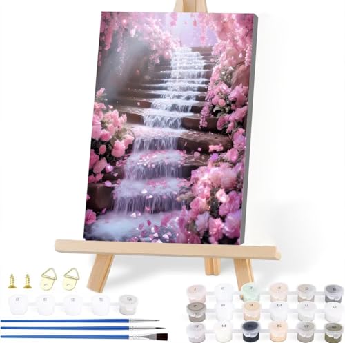 Malen Nach Zahlen Fallen Malen Nach Zahlen Erwachsene Blume Malen Nach Zahlen Kinder DIY Handgemalt ölgemälde Bastelset mit 3 Pinseln und Acrylfarbe für Wanddeko Wohnzimmer Geschenke 70 x 90 cm U-5 von JIANFREY