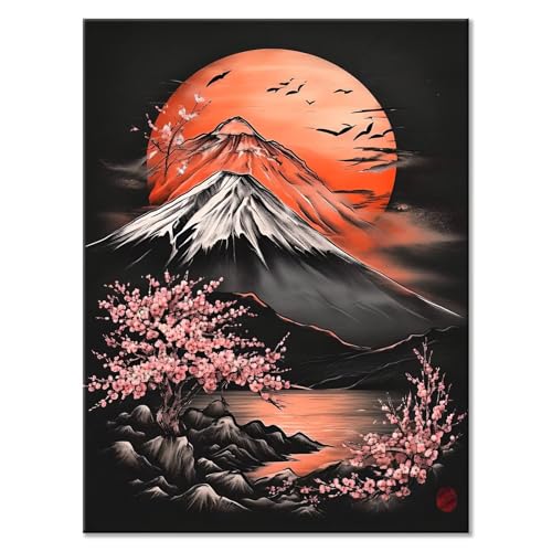 Malen Nach Zahlen Vulkan Fuji Malen Nach Zahlen Erwachsene Japan Malen Nach Zahlen Kinder DIY Handgemalt ölgemälde Bastelset mit 3 Pinseln und Acrylfarbe, Wanddeko Wohnzimmer Geschenke 20 x 25 cm G-4 von JIANFREY