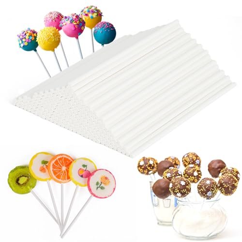 JIANGZHIB 200 Stück Cake Pop Stiele, Cakepop Stiele Weiss, 10cm*3mm Lolli Stiele, Stiele Für Cake Pops Aus Papier, Cakepopstiel Zur Herstellung Von Lutschern, Kuchen, Desserts von JIANGZHIB