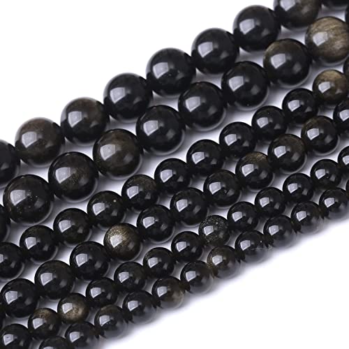 45 Stück Natürliche Goldene Obsidian Stein Perlen 8mm Energie Heilstein Perlen für Schmuckherstellung Armband Halskette Schmuckherstellung 15 Zoll von JIANJING