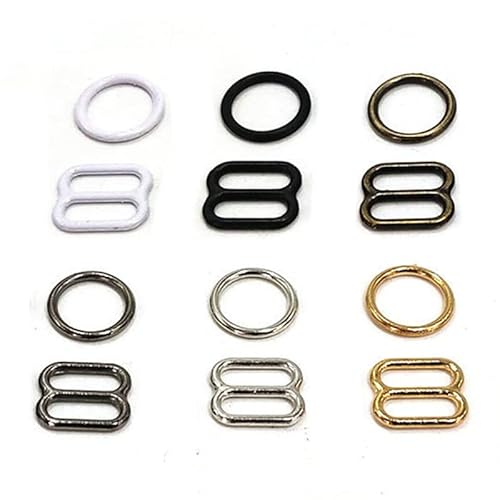 JIANNA 10 Sets (20 Stück) 6 mm-25 mm Metall-BH-Träger-Verstellschnallen, Unterwäsche-Schieber, Ringe, Clips für die Dessous-Verstellung, DIY-Zubehör von JIANNA