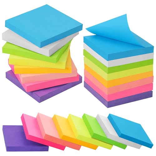 JIANTA 2400 Haftnotizen Klebezettel, 24 Block Sticky Notes 76 x 76 mm, stark klebende Memoblöcke für Haus Büro Schule, 8 Farben von JIANTA