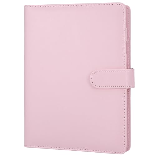 JIANTA A5 Binder 6 Loch A5 Ringbuch aus Kunstleder Budget A5 Binder Ringbuch Nachfüllbar mit Innertaschen Budget Binder A5 Notebook Binder Rosa(ohne Innenpapier) von JIANTA