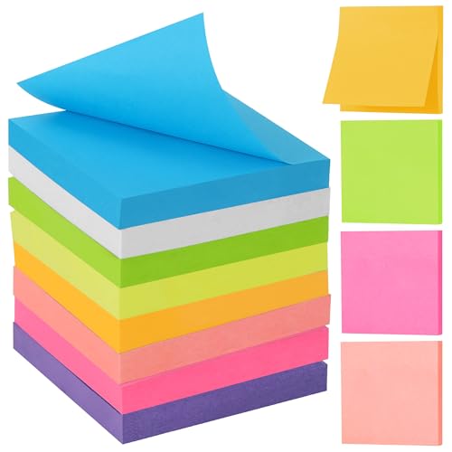 JIANTA 1200 Haftnotizen Klebezettel, 12 Block Sticky Notes 76 x 76 mm, stark klebende Memoblöcke für Haus Büro Schule, 8 Farben von JIANTA