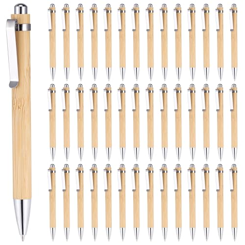 JIANTA Kugelschreiber 40 Stück, Kugelschreiber Schwarz, Holz-Kugelschreiber Wiederverwendbar Set Schreibgerät Bambus, 0,5mm Druckkugelschreiber Set mit Metallclip JIANTA Kugelschreiber 40 Stück, Kugelschreiber Schwarz, Holz-Kugelschreiber Wiederverwendbar Set Schreibgerät Bambus, 0,5mm Druckkugelschreiber Set mit Metallclip von JIANTA