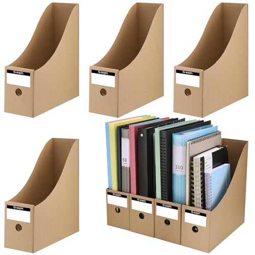 JIANTA Zeitschriftensammler aus Karton, Stehsammler Wellpappe 9 cm x 22 cm x 27 cm Braun Leichtgewichtig für Datei Ordner Schreibwaren Bürobedarf - 8er Set von JIANTA