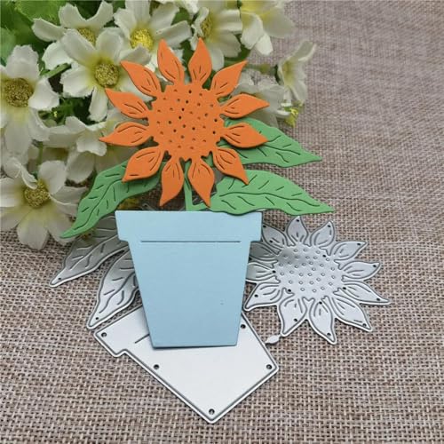 Metall-Stanzformen, 10 x 8,5 cm, Sonnenblumen-Blumentopf, Metallschablone, Scrapbooking, Metall-Stanzformen, Bastelstempel, Prägeschablone für Kartenherstellung von JIAPAILAIYUN