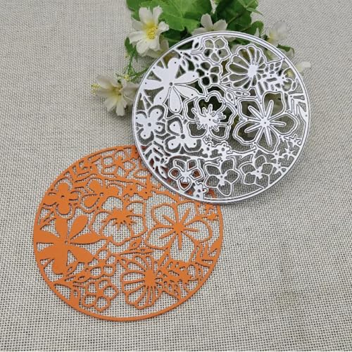 Metall-Stanzformen, 12 x 12 cm, runde Blumen, Spitzenhintergrund, Metall-Stanzformen für Scrapbooking, dekorative Prägung, Handarbeit, Vorlage von JIAPAILAIYUN