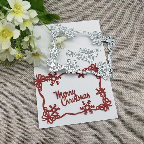 Metall-Stanzformen, 14 x 10 cm, Weihnachts-Schneerahmen, Karten, Metall-Stanzformen für Scrapbooking, dekorative Prägung, Handarbeitsvorlage von JIAPAILAIYUN