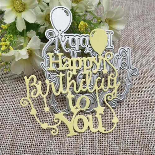 Metall-Stanzformen, 7,5 x 8 cm, Buchstaben "Happy Birthday to You", Metall-Stanzschablone für Scrapbooking, Album, Prägung, Papier, Karten, Dekoration von JIAPAILAIYUN