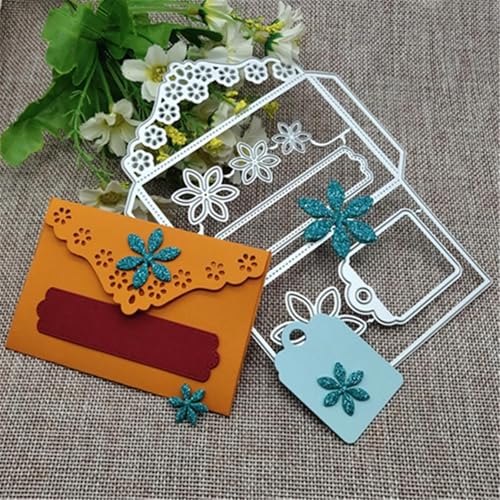 Stanzschablone, Kartenherstellung, 12 x 16,5 cm, Umschlag-Geschenkbox, Blume, Metall-Stanzformen für Scrapbooking, dekorative Prägung, Handarbeitsvorlage von JIAPAILAIYUN