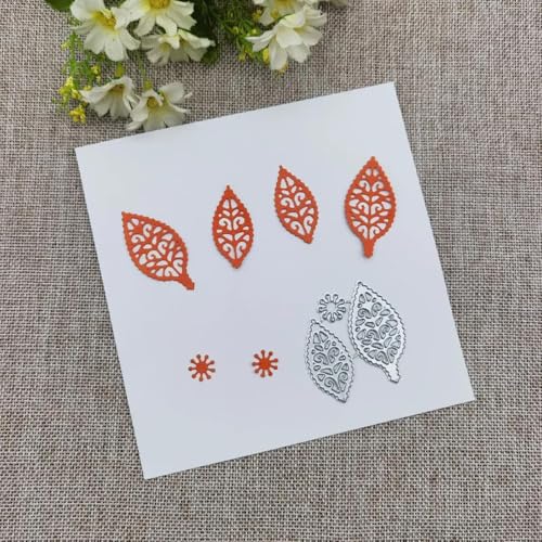 Stanzschablone, Kartenherstellung, 4,9 x 5 cm, Blatt-Spitzenrahmen, Hintergrund, Metall-Stanzformen für Scrapbooking, dekorative Prägung, Handarbeitsvorlage von JIAPAILAIYUN