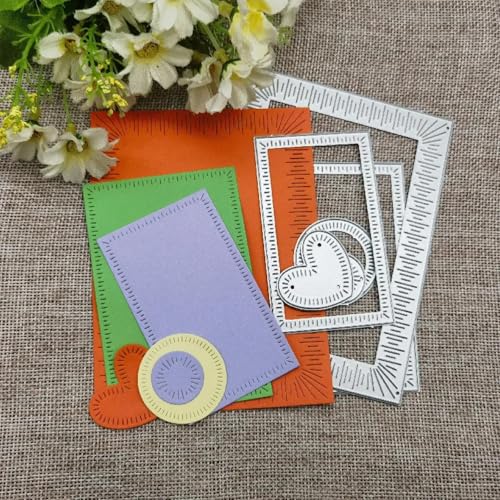 Stanzschablone, Kartenherstellung, 9,8 x 13 cm, Rahmengeometrie, quadratische Metall-Stanzformen für Scrapbooking, dekorative Prägung, Handarbeitsvorlage von JIAPAILAIYUN