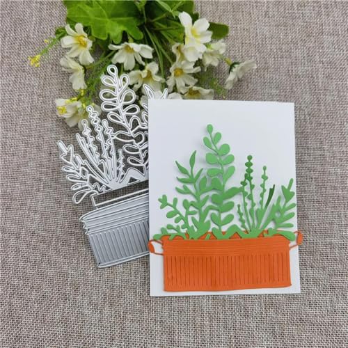 Stanzschablonen für Kartenherstellung, 14,1 x 11,2 cm, Blumentopfrahmen, Metall-Stanzformen für Scrapbooking, dekorative Prägung, Handarbeitsvorlage von JIAPAILAIYUN