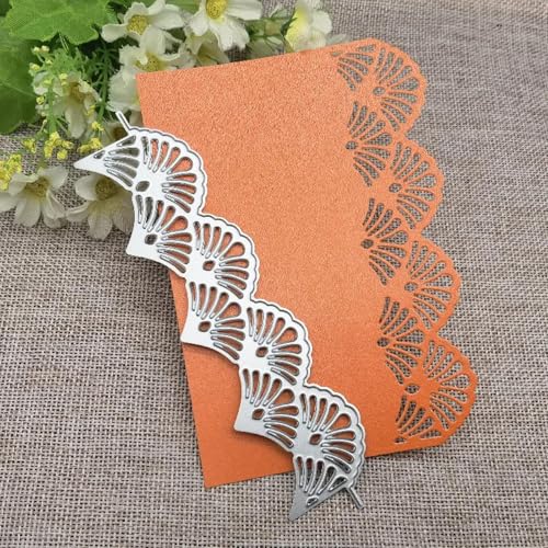 Stanzschablonen für Kartenherstellung, 4 x 15,5 cm, Fächer-Spitzenbordüre, Metall-Stanzformen für Scrapbooking, dekorative Prägung, Handarbeitsvorlage von JIAPAILAIYUN