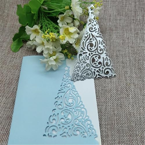 Stanzschablonen für Kartenherstellung, 6,5 x 11 cm, Weihnachtsbaum-Rahmen, Karten-Stanzformen für Scrapbooking, dekorative Prägung, Handarbeit, Vorlage von JIAPAILAIYUN