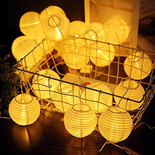 JIAPEI Solar Lichterkette Lampion/Laternen Außen, 8M 30er LED 8 Modi Wasserdicht Beleuchtung für Garten, Terrasse, Balkon, Hof, Hochzeit Party Deko(Warmweiß) von JIAPEI