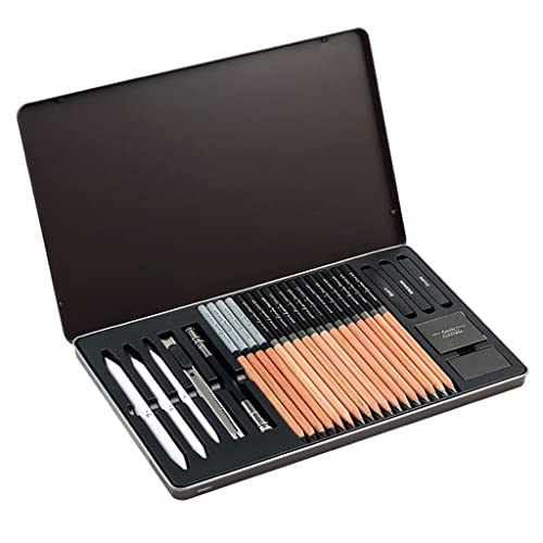 JIARCY 27-teiliges Skizzierstift-Werkzeug-Set, professionelle Skizzierstifte, Kohle-Sets, Kunstbedarf, einschließlich Spitzer, Radiergummi von JIARCY