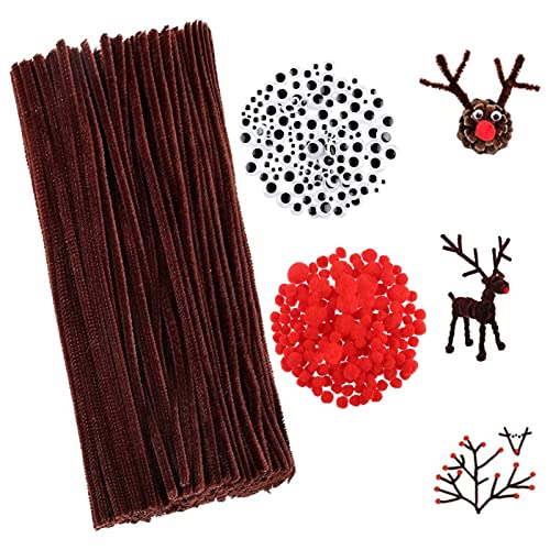 400 PCS Braune Pfeifenreiniger Set,pfeifenputzer braun,pfeifenputzer zum basteln braun,pfeifenputzer braun zum basteln,Weihnachten Pfeifenreiniger Chenilledraht Set,für Basteln Kinder von JIASHA