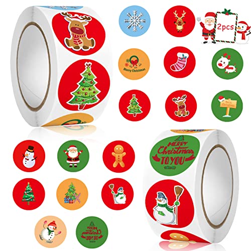 Weihnachts Aufkleber Rolle,1000 Stück Weihnachtsaufkleber Weihnachtsgeschenke Sticker Etiketten,für Umschlag,Papiertüten,Weihnachtskarten Rund Geschenk-Aufkleber von JIASHA