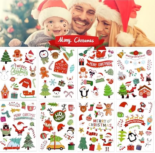 16 Weihnachtsaufkleber, 200+Stück Weihnachtliche Aufkleber Weihnachten Geschenkaufkleber Sticker Etiketten Weihnachtsetiketten, für Umschlag Geschenktüten Papiertüten Weihnachtskarten von JIASHA