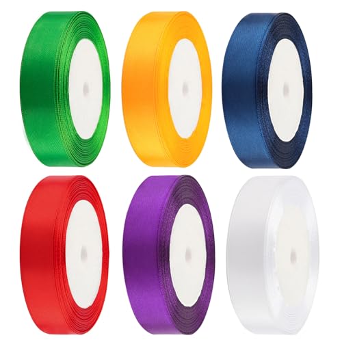 6 Farben Seidenband, Seidenbänder Bunt 20mm X 22 Meter, Atinband, Bunte Bänder, Geschenkband, Satinbänder, Satin Ribbon, Stoffbänder zum DIY Basteln, Geschenkverpackung, Hochzeit Dekoration von JIASI&JIESY