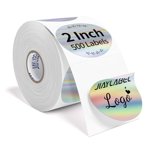 5,1 cm runde holografische selbstklebende Etiketten für Drucker, runde selbstklebende Papieretiketten für Kinder, Klassenzimmer-Preisetiketten, Logo von JIAYLABEL