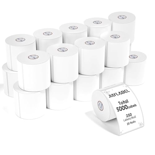 JIAYLABEL Thermo-Versand-Etiketten für Thermodirekt-Etikettendrucker, Aufkleberpapier für Adressporto, große Verpackung, 250 Etiketten/Rolle, 20 Rollen, insgesamt 5000 Stück von JIAYLABEL