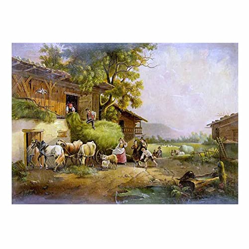 Friedrich Gauermann Leinwandbild Wandbilder Bilder Wohnzimmer Deko Schlafzimmer Leinwand Gemälde Wandbild Ungerahmt Kunstdruck Dekoration(43x60cm-17x24inch)Ungerahmt von JIBFFDH