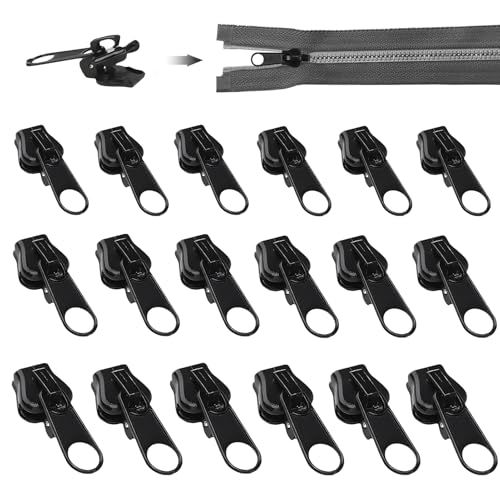 18 Stück Reissverschluss Zipper, 3 Größen Reißverschluss Schieber, Zipper Repair Kit, Reißverschluss Reparatur set, Reißverschluss Reparaturset für Jacken, Ruckäcke, Koffer von JIEBAO