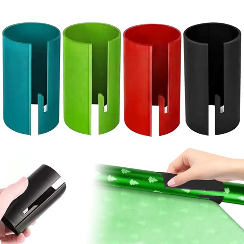 4PCS Geschenkpapier Schneider für rollen, Weihnacht Geschenkpapier Cutter, Wrapping Paper Cutter für Geburtstag, Sliding Geschenkpapierschneider, Feiertage, Bastel-Geschenkpapier - Tragbar von JIEBAO