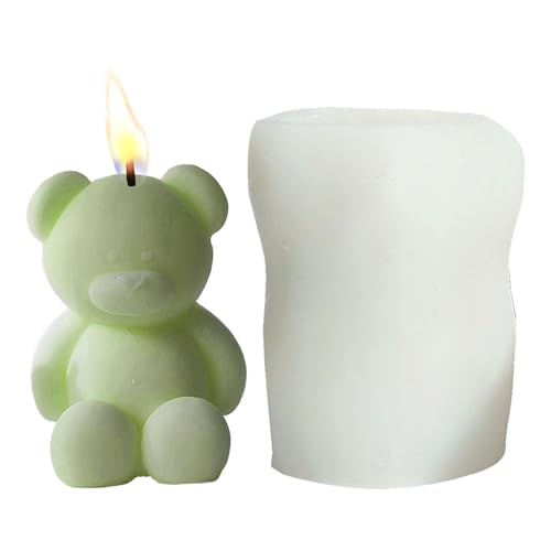 JIEBWCHA Teddybärform Kerzen Formen - Silikon-Bärenform Kerzenherstellungsversorgung, Handgemachtes Ästhetisches Kunsthandwerk Aus Epoxidharz Für Ton,Gips,Eiswürfel,Aromatherapie-Kerzen,Tortenaufleger von JIEBWCHA