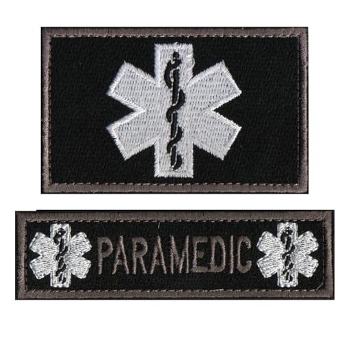 American Star of Life = Taktische Stickerei-Aufnäher, Rettungstuch-Flicken, Armbänder zum Selbermachen, kann auf Kleidung, Rucksäcken, Hüten und militärischen Geräten angebracht werden (2-teiliges von JIEHERAY