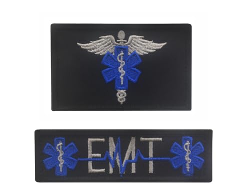 American Star of Life=Taktische Stickerei-Aufnäher, Rettungstuch-Patch-Armbänder, DIY kann auf Kleidung, Rucksäcken, Hüten und Militärausrüstung angebracht werden (2-teiliges Set EMTV70083) von JIEHERAY