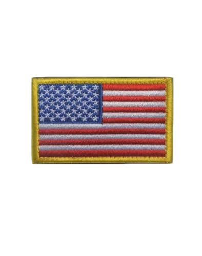 Aufnäher mit USA-Flagge, bestickt, Sterne und Streifen, 8 x 5 cm, US-Flagge mit gelbem Rand von JIEHERAY