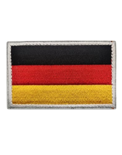 Aufnäher mit deutscher Flagge, taktischer Klettverschluss, gepaart mit Rucksack, Hut, Jacke, Hose, rechteckig, Militäruniform, Größe 8 x 5 cm, Klettverschluss (einteiliges Set) (weißer Rand) von JIEHERAY