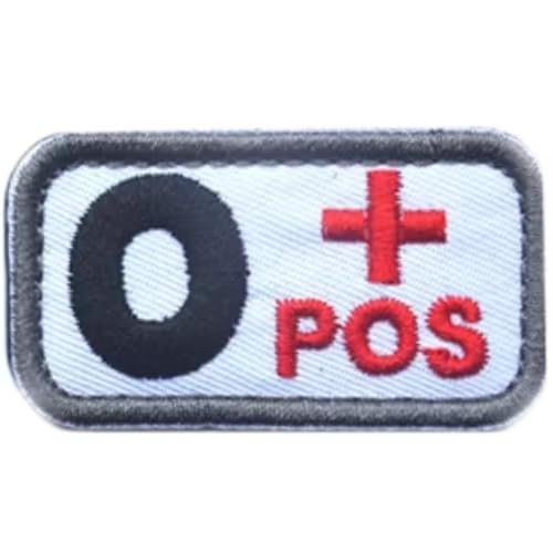 Bestickter Aufnäher, POS Tactical Blood Type Seal (weißer Hintergrund und schwarzer Rand, 5 x 2,5 cm, 1 Set) (O-Typ) von JIEHERAY