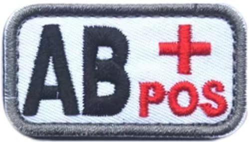 Bestickter Aufnäher POS Tactical Blood Type Seal (weißer Hintergrund und schwarzer Rand, 5 x 2,5 cm, 1 Set) (AB-Typ) von JIEHERAY