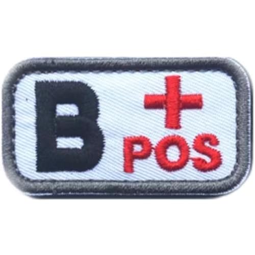 Bestickter Aufnäher POS Tactical Blood Type Seal (weißer Hintergrund und schwarzer Rand, 5 x 2,5 cm, 1 Set) (B-Typ) von JIEHERAY